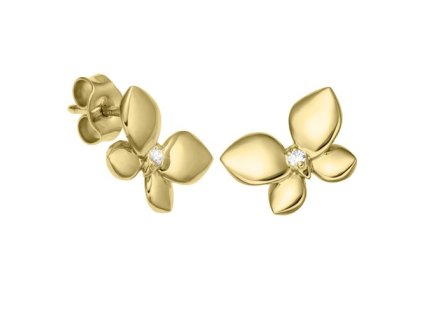 Zlaté náušnice motýli s přírodními diamanty