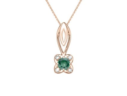 Zlatý přívěsek s přírodním smaragdem a diamanty