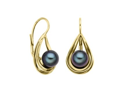 Zlaté náušnice s přírodními tahitskými perlami