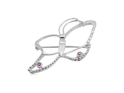 Zlatá brož motýl s přírodními rubíny a diamanty