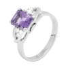 Zlatý prsten s přírodním ametystem a diamanty