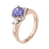 Zlatý prsten s přírodním tanzanitem a diamanty