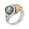 Zlatý prsten s tahitskou perlou a diamanty