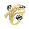 Zlatý prsten s přírodními modrými safíry a diamantem