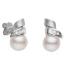 Zlaté náušnice s přírodními bílými perlami a diamanty