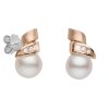 Zlaté náušnice s přírodními bílými perlami a diamanty