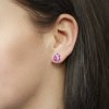 Zlaté náušnice tulipány s přírodními rubíny