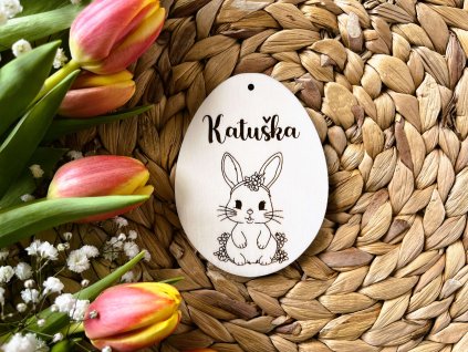 Drevené vajíčko s meno - zajačik