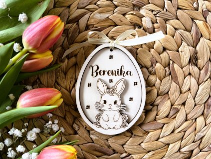 Drevené vajíčko dvojvrstvové  - zajačik