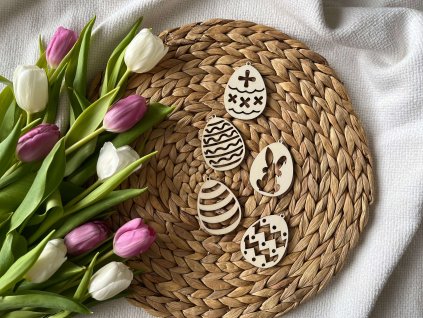 Drevené veľkonočné vajíčka - 5 ks