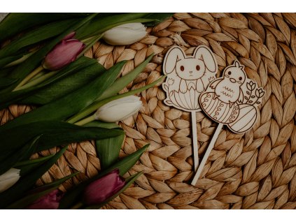 Zápich - Veľkonočný zajačik a kuriatko, set 2 ks