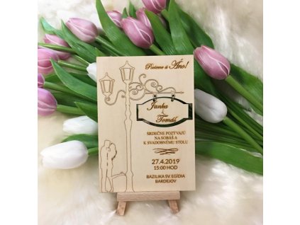 Drevené svadobné oznámenie - Paris