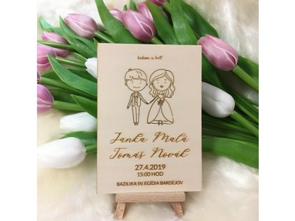 Drevené svadobné oznámenia - Nevesta, Ženích