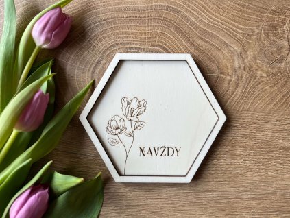 Dřevěný podnos na prstýnky - Navždy