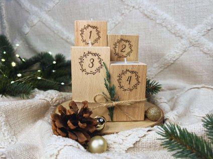 Dřevěný adventní svícen - čísla
