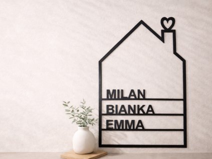 Dřevěný domeček se jmény