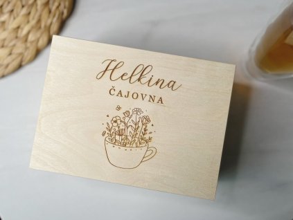Dřevěná krabička na čaj se jménem