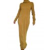 Dlouhé plisované zlaté šaty s rolákem a extra dlouhými rukávy