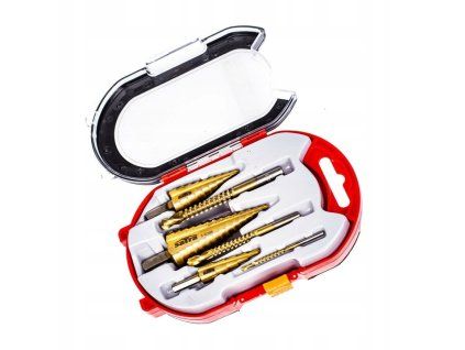 Sada 6 ks stopkových stupňovitých vrtákov a frézok HSS