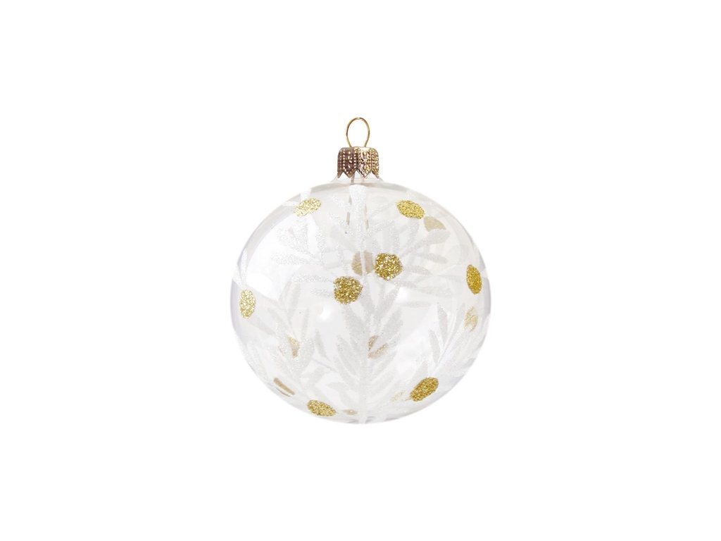 Vánoční ozdoba skleněná koule průhledná se zlatými tečkami 8 cm, Decor by Glassor