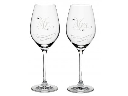 Sklenice na víno Mr. & Mrs. s krystaly Swarovski 360 ml set 2 ks