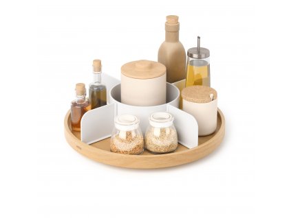 Otočný organizér tácek BELLWOOD LAZY SUSAN 30 cm bílý přírodní