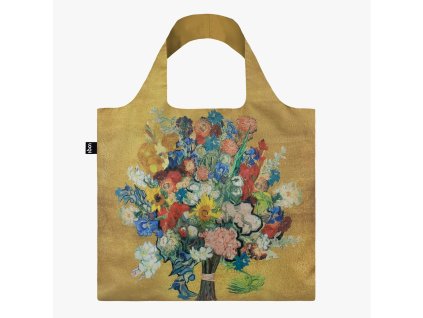 LOQI skládací taška MUSEUM FLOWER PATTERN, GOLD VAN GOGH