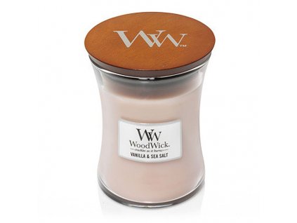 WoodWick vonná svíčka sklo střední VANILLA & SEA SALT