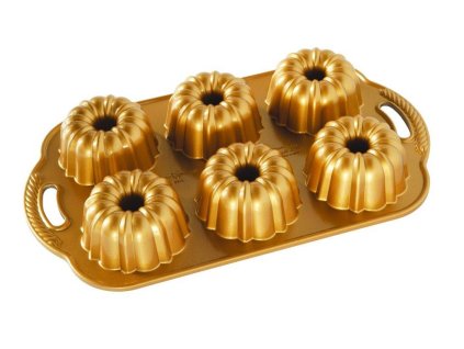 Forma ANNIVERSARY na mini bábovky plát se 6 formičkami, zlatá Nordic Ware