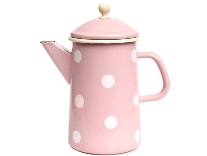 Konvice smaltovaná, růžová s puntíky 1,6 l