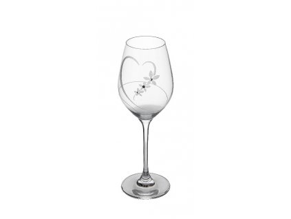 Sklenice na víno 360 ml s krystaly Swarovski, srdce set 2 ks