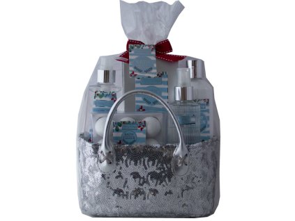 Dárková kosmetická sada Kabelka Berry & Sage, stříbrná 5 dílná, Salsa Collection