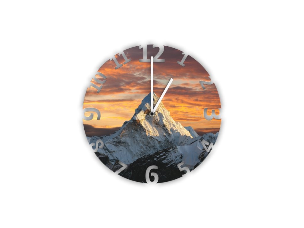 Hodiny s motivem hora Matterhorn a západ slunce