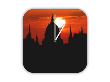 Hodiny s motivem Praha západ slunce