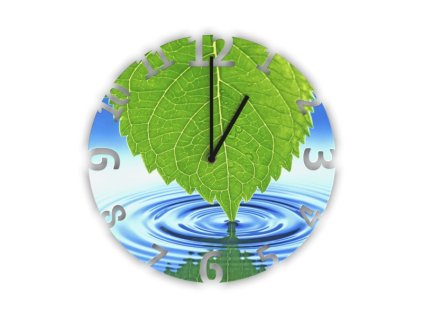 Hodiny s motivem list na hladině vody