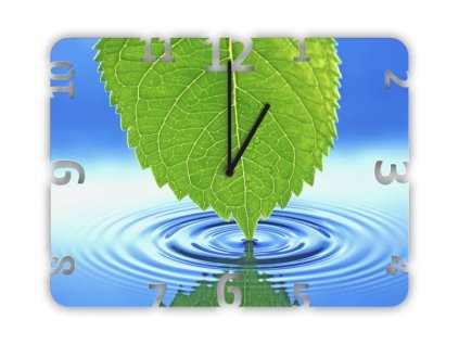 Hodiny s motivem list na hladině vody
