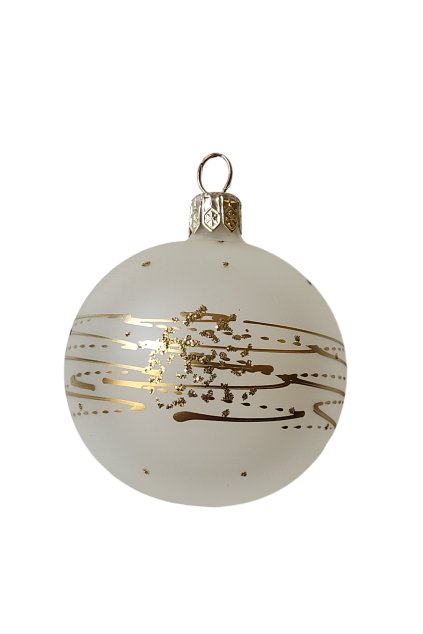 koule 6cm bílá průhledná zlatý dekor