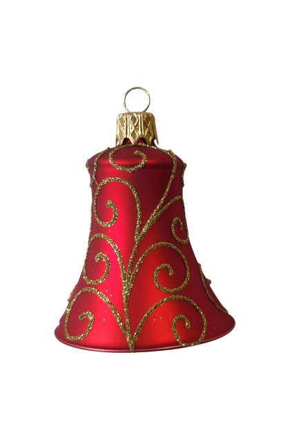 Vánoční ozdoba - zvonek Červený mat se spirálkami