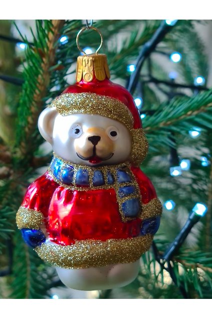 Vánoční ozdoba -  medvěd se šálou