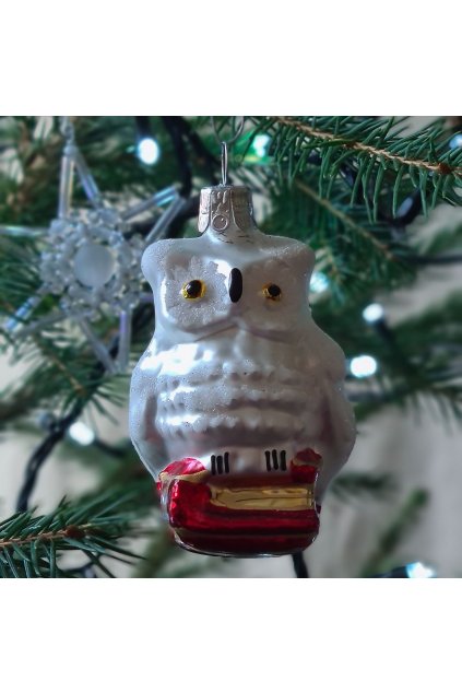 Vánoční ozdoba - sova s knihou