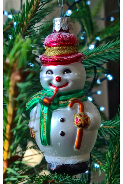 Vánoční ozdoba -  velký sněhulák s fajfkou