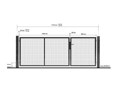 Brana asymetricka 3000mm se svarovanou siti