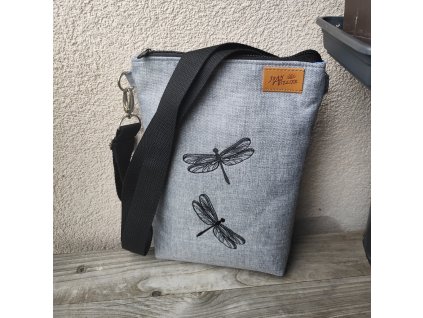 Vážky 2- Háta crossbody taštička, strojová výšivka