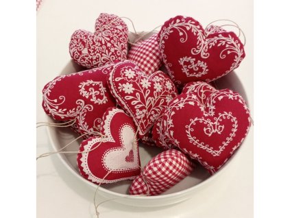 Červené srdíčko - plněné levandulí