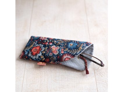 Futrálek, textilní pouzdro na brýle, barevné květiny.