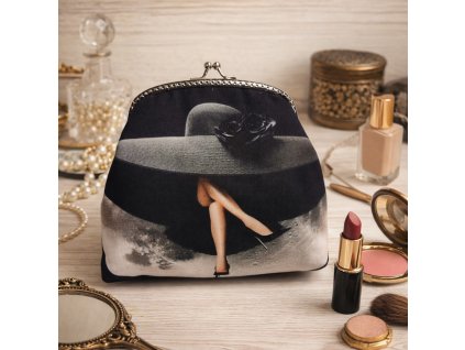Taštička Mada, fototisk, klobouk čenobílé retro od Joan Atelier