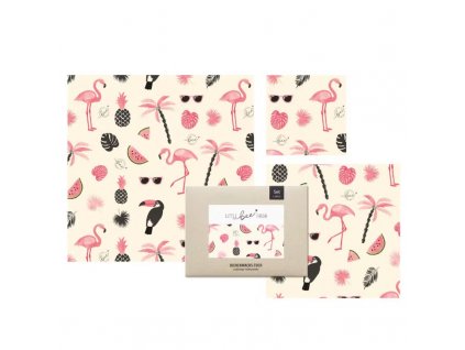 Set 3 Bio Voskovaných Obrúskov - Flamingo
