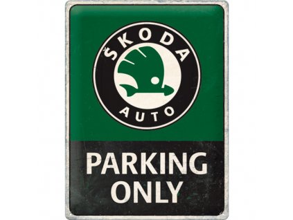 Obraz - Plechová Cedule Škoda Parking Only