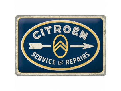 Plechová Ceduľa Citroën Service And Repairs