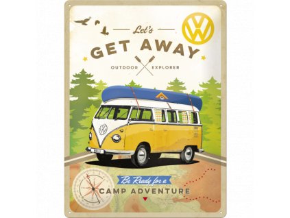 Plechová Ceduľa VW Bulli Let's Get Away